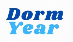 Dorm Year Logo in different shades of blue